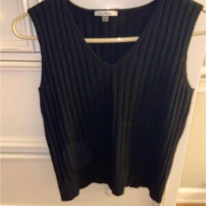Villa Milano Women’s Black Sleeveless Ribbed VNeck Cropped Sweater Size Small